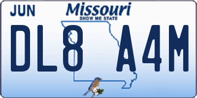 MO license plate DL8A4M