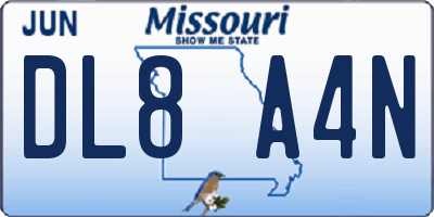 MO license plate DL8A4N