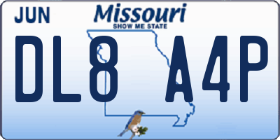 MO license plate DL8A4P
