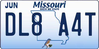 MO license plate DL8A4T