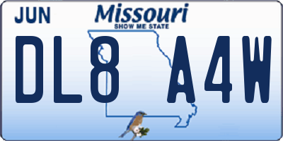 MO license plate DL8A4W