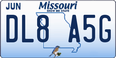MO license plate DL8A5G