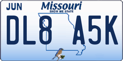 MO license plate DL8A5K