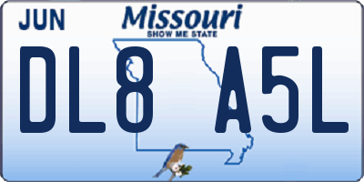 MO license plate DL8A5L
