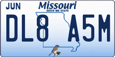 MO license plate DL8A5M