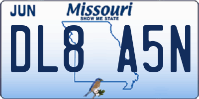 MO license plate DL8A5N