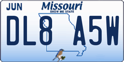 MO license plate DL8A5W