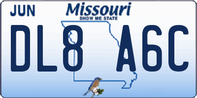 MO license plate DL8A6C