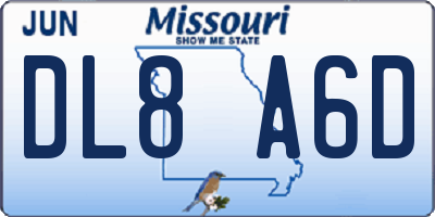 MO license plate DL8A6D