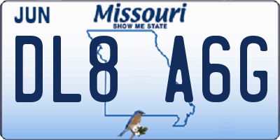 MO license plate DL8A6G