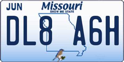 MO license plate DL8A6H