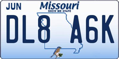 MO license plate DL8A6K