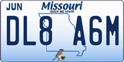 MO license plate DL8A6M