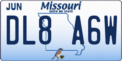 MO license plate DL8A6W