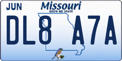 MO license plate DL8A7A