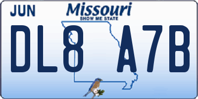 MO license plate DL8A7B