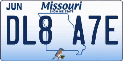 MO license plate DL8A7E