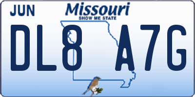 MO license plate DL8A7G