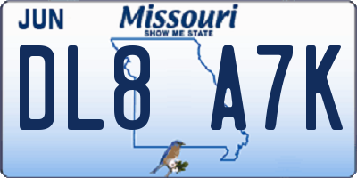 MO license plate DL8A7K