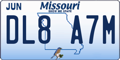 MO license plate DL8A7M