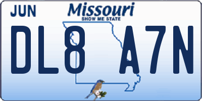 MO license plate DL8A7N