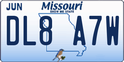MO license plate DL8A7W