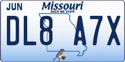 MO license plate DL8A7X
