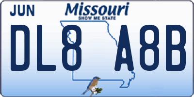 MO license plate DL8A8B