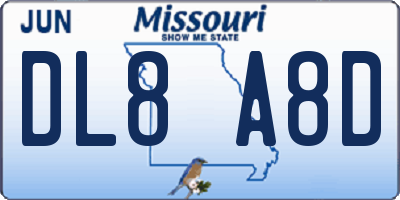 MO license plate DL8A8D