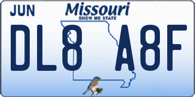 MO license plate DL8A8F