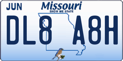 MO license plate DL8A8H