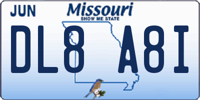 MO license plate DL8A8I