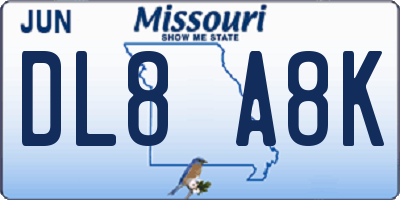 MO license plate DL8A8K