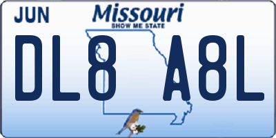 MO license plate DL8A8L