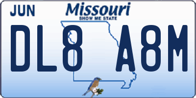 MO license plate DL8A8M