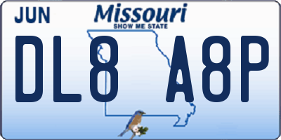 MO license plate DL8A8P