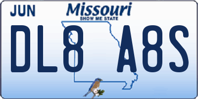 MO license plate DL8A8S