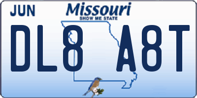 MO license plate DL8A8T