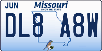 MO license plate DL8A8W