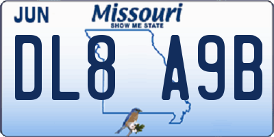 MO license plate DL8A9B