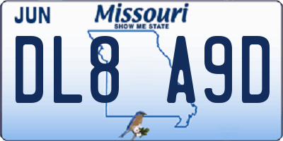 MO license plate DL8A9D