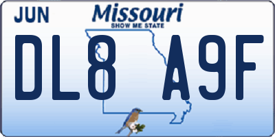 MO license plate DL8A9F