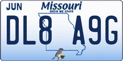 MO license plate DL8A9G