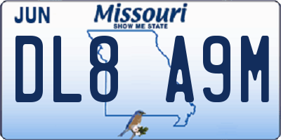 MO license plate DL8A9M