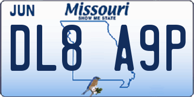 MO license plate DL8A9P