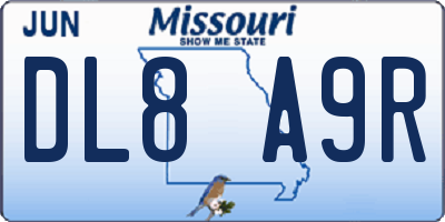 MO license plate DL8A9R