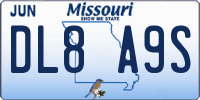 MO license plate DL8A9S