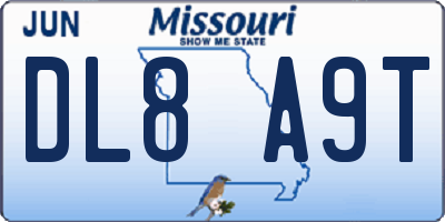 MO license plate DL8A9T
