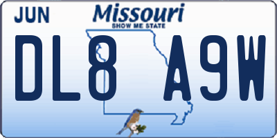 MO license plate DL8A9W