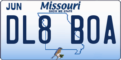 MO license plate DL8B0A